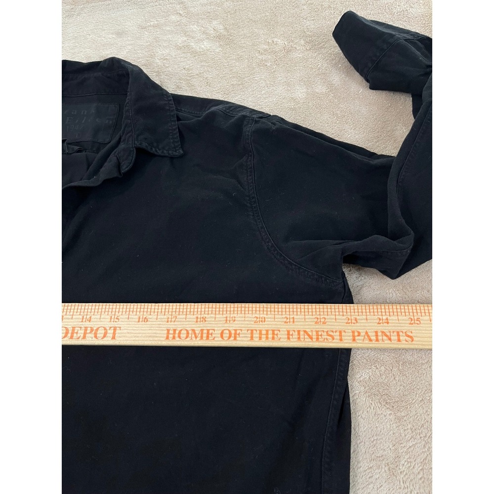 Frank & Eileen Drake Asymmetrical Hem Shirt Dress Women's L Black Cotton L/S EUC - Picture 6 of 7